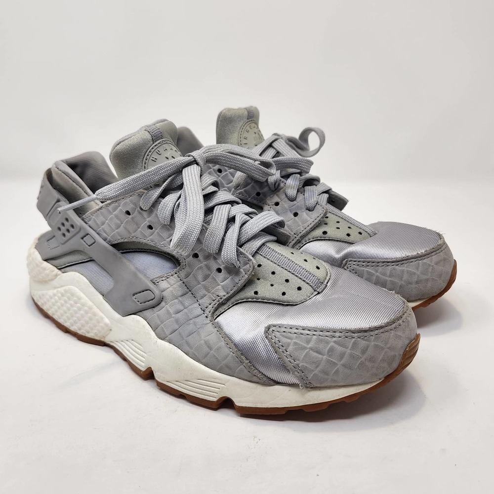 Nike Womens Air Huarache Run Premium Athletic Shoes Size 9 Gray White NO INSOLES
